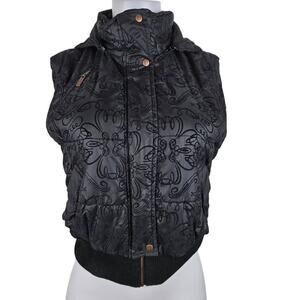Cruel Girl  Black Filagree Hooded (Removable Hood) Women's Vest Jacket M